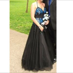 Royal Blue & Black Prom Dress